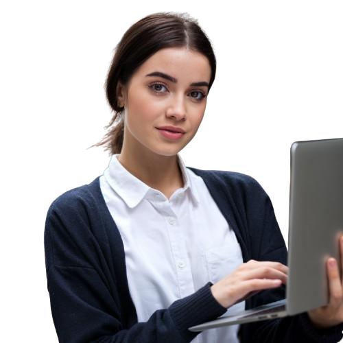 Junge Frau arbeitet am Laptop. Online arbeiten von überall, digitales Business, Homeoffice, modernes Online-Marketing.