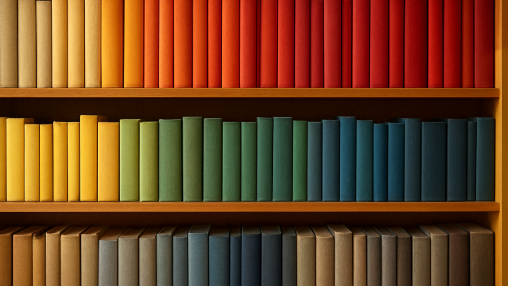 Geordnetes Bücherregal als Bild für klare Themenbereiche im Blog