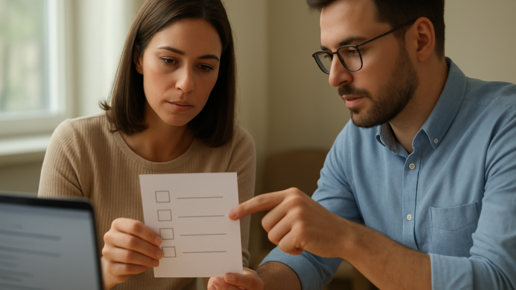 Zwei Personen prüfen Regeln für personalisierte KI Antworten