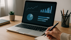 Newsletter Klickrate auswerten mit geordneten Kennzahlen am Laptop