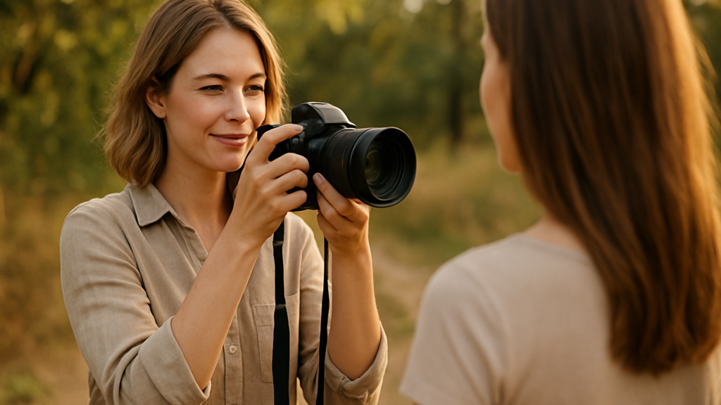 Person erstellt ein klares Profilbild für Social Media
